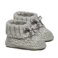 S442-G: Grey Check Bootees w/Bow